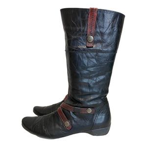 DorKing By Fluchos - Black leather Flat Dress/Biker Boot - 9